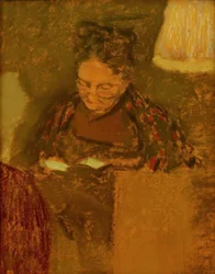 Madame Vuillard Reading by Lamp Light